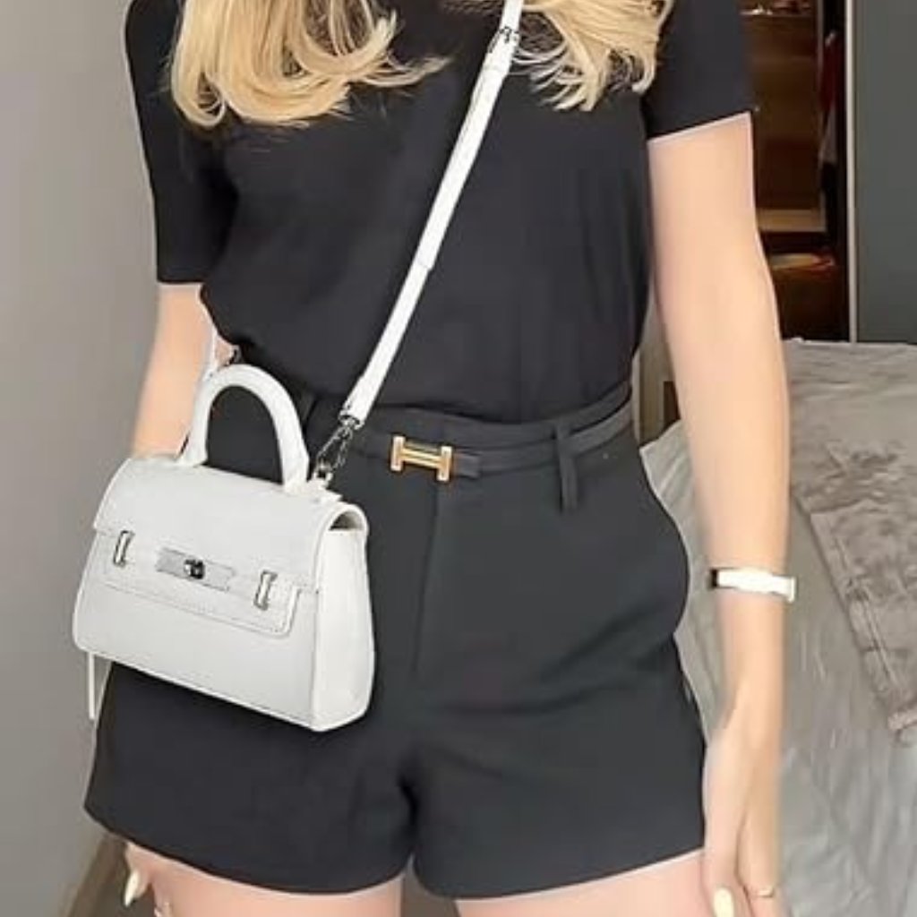 Neiman Marcus Small White Croc Embossed Crossbody Purse